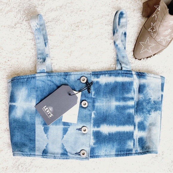 Levi’s Retro Vintage Tie-Dye Jean Crop Top Y2K - Picture 3 of 8